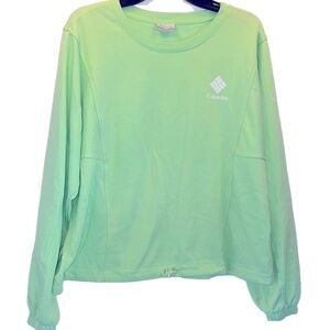 Columbia Women's Lime Green Sweatshirt, SZ XL, Adj. cropped waist, Bat Winged